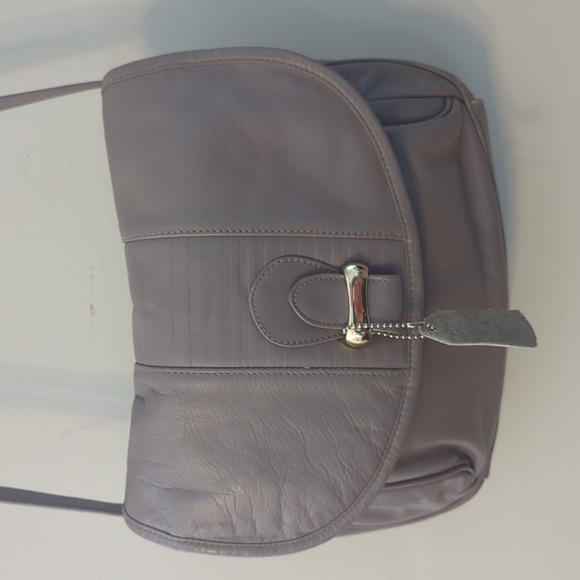 TANO GRAY 100% LEATHER HOBO CROSSBODY HANDBAG - Picture 1 of 10